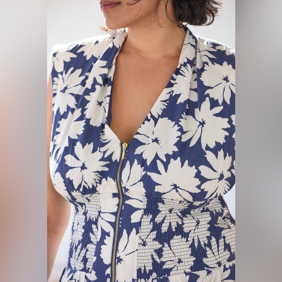 The Tommie Cap-Sleeve Smocked Front-Zip Shirt Dress - Picture 2 of 6